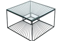 Abstrakter Couchtisch ILLUSION 60cm schwarz Metall Glas handmade modernes Design