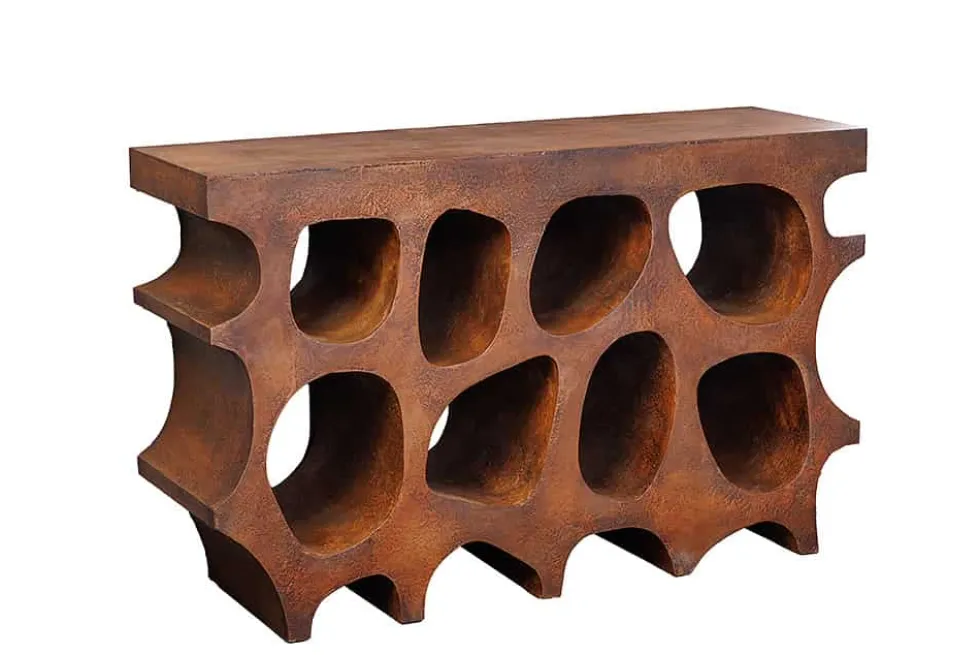Abstrakter Konsolentisch ART AMBIENTE 120cm kupfer Edelrost-Look Beton