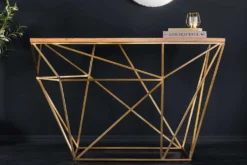 Abstrakter Konsolentisch DIAMOND 120cm natur messing Mangoholz Metallgestell