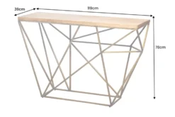 Abstrakter Konsolentisch DIAMOND 120cm natur messing Mangoholz Metallgestell