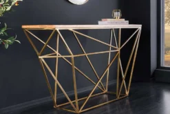 Abstrakter Konsolentisch DIAMOND 120cm natur messing Mangoholz Metallgestell