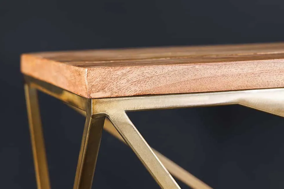 Abstrakter Konsolentisch DIAMOND 120cm natur messing Mangoholz Metallgestell