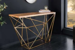 Abstrakter Konsolentisch DIAMOND 120cm natur messing Mangoholz Metallgestell
