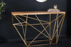 Abstrakter Konsolentisch DIAMOND 120cm natur messing Mangoholz Metallgestell