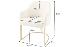 Armlehnen Stuhl EXTRAVAGANCIA beige Chenillestoff brushed champagner gold Metall