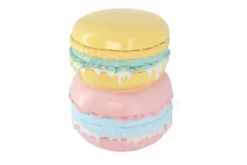 Außergewöhnlicher Beistelltisch MACARONS 50cm gelb rosa Fiberglas rund handmade