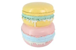 Außergewöhnlicher Beistelltisch MACARONS 50cm gelb rosa Fiberglas rund handmade