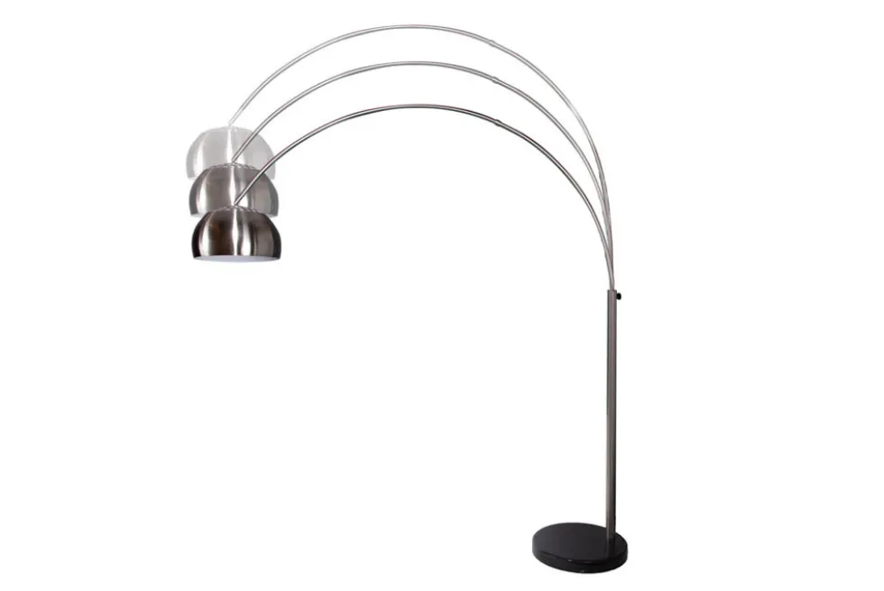 Ausziehbare Bogenlampe LOUNGE DEAL 170-210cm chrom gebürstet Marmorfuß Stehlampe