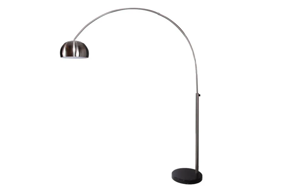 Ausziehbare Bogenlampe LOUNGE DEAL 170-210cm chrom gebürstet Marmorfuß Stehlampe