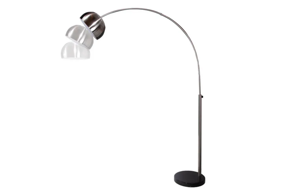 Ausziehbare Bogenlampe LOUNGE DEAL 170-210cm chrom gebürstet Marmorfuß Stehlampe