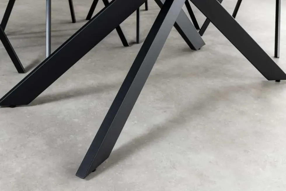 Ausziehbarer Esstisch ALPINE 160-200cm anthrazit Keramik schwarzes Metallgestell