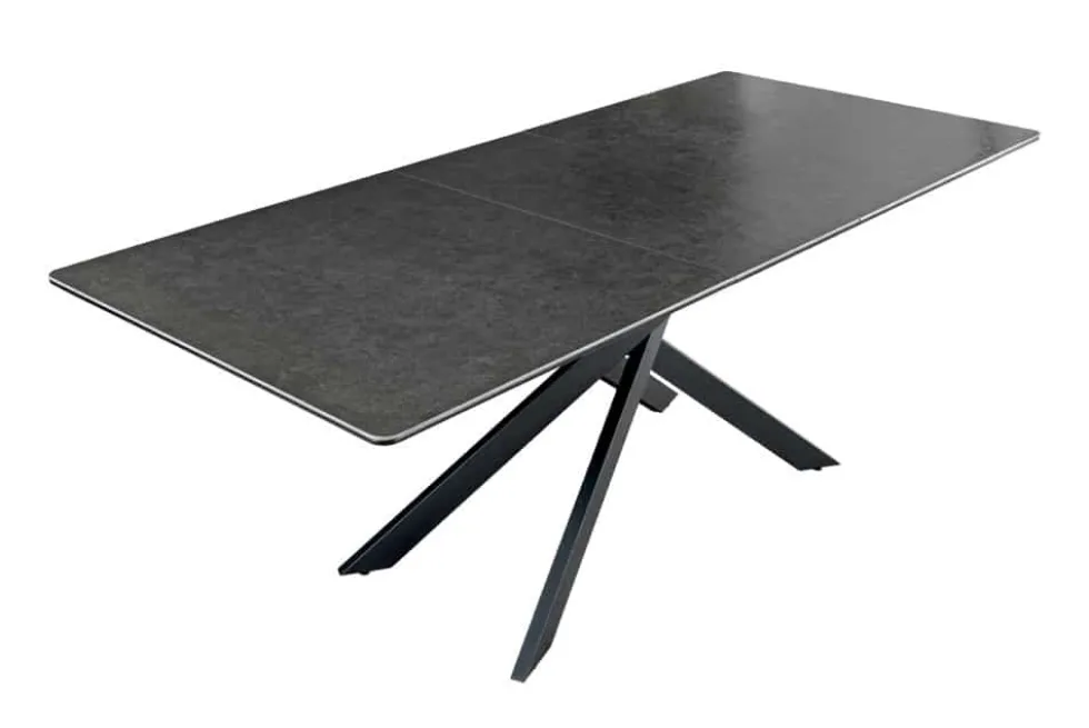 Ausziehbarer Esstisch ALPINE 160-200cm anthrazit Keramik schwarzes Metallgestell