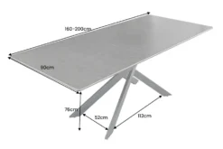 Ausziehbarer Esstisch ALPINE 160-200cm anthrazit Keramik schwarzes Metallgestell