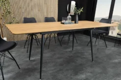 Ausziehbarer Esstisch APARTMENT 120-160cm natur Wildeiche schwarzes Metallgestell