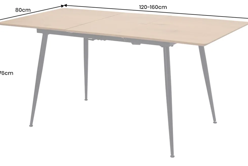 Ausziehbarer Esstisch APARTMENT 120-160cm natur Wildeiche schwarzes Metallgestell