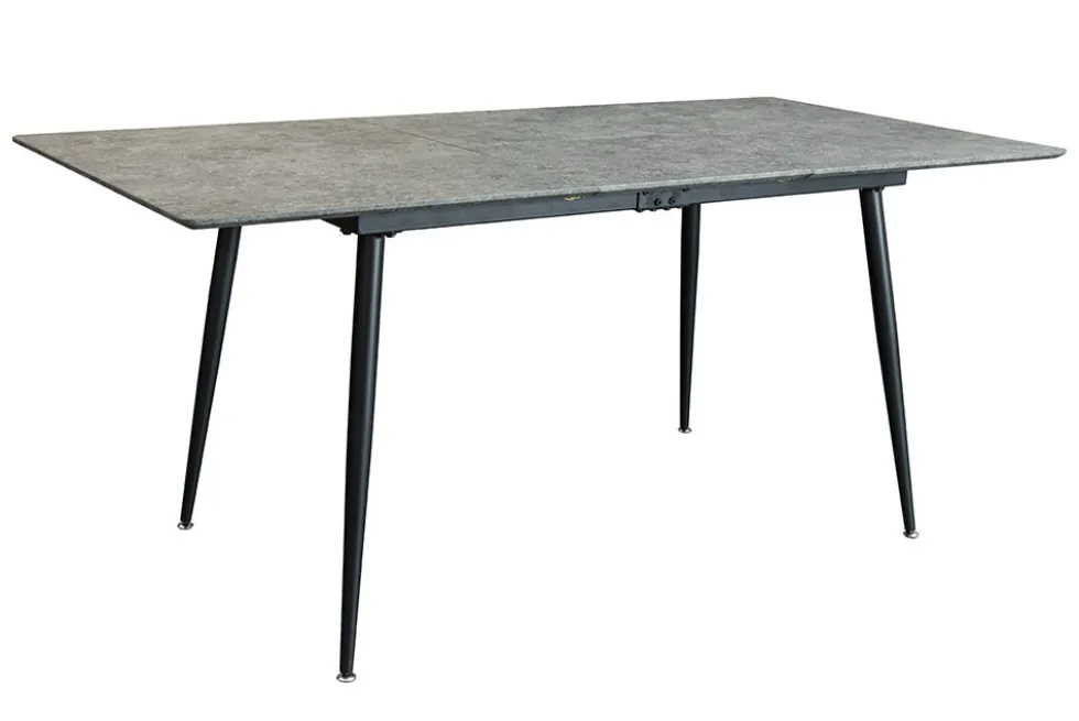 Ausziehbarer Esstisch APARTMENT 120-160cm grau Beton-Design schwarzes Metallgestell