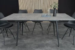 Ausziehbarer Esstisch APARTMENT 120-160cm grau Beton-Design schwarzes Metallgestell