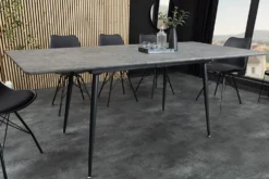 Ausziehbarer Esstisch APARTMENT 120-160cm grau Beton-Design schwarzes Metallgestell