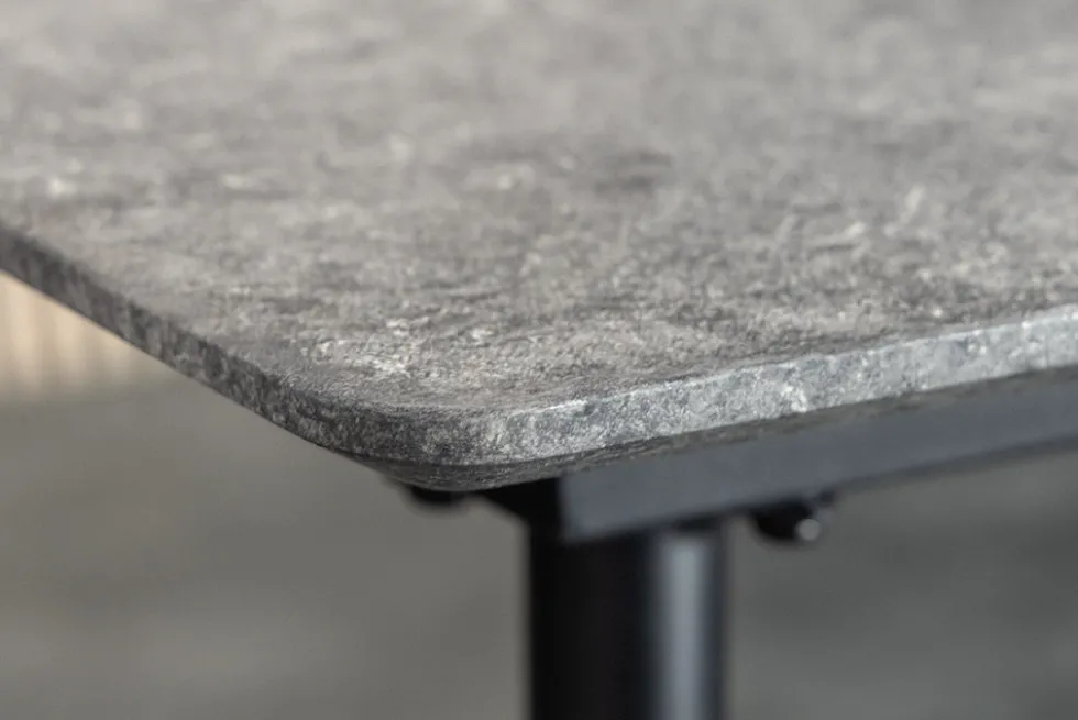 Ausziehbarer Esstisch APARTMENT 120-160cm grau Beton-Design schwarzes Metallgestell