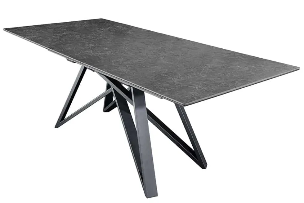 Ausziehbarer Esstisch ATLAS 160-200cm graphit grau Keramik schwarz Metall