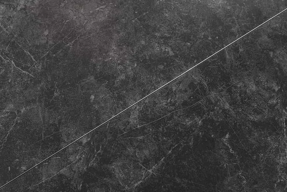 Ausziehbarer Esstisch ATLAS 160-200cm graphit grau Keramik schwarz Metall