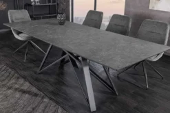 Ausziehbarer Esstisch ATLAS 160-200cm graphit grau Keramik schwarz Metall