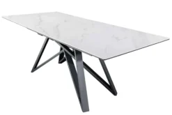 Ausziehbarer Esstisch ATLAS 160-200cm weiß Keramik schwarz Metall