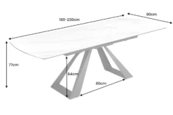 Ausziehbarer Esstisch CONCORD 180-230cm weiß Keramik schwarz Metall
