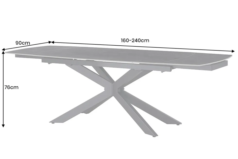 Ausziehbarer Esstisch COSMOS 160-240cm anthrazit Keramik schwarzes Metallgestell