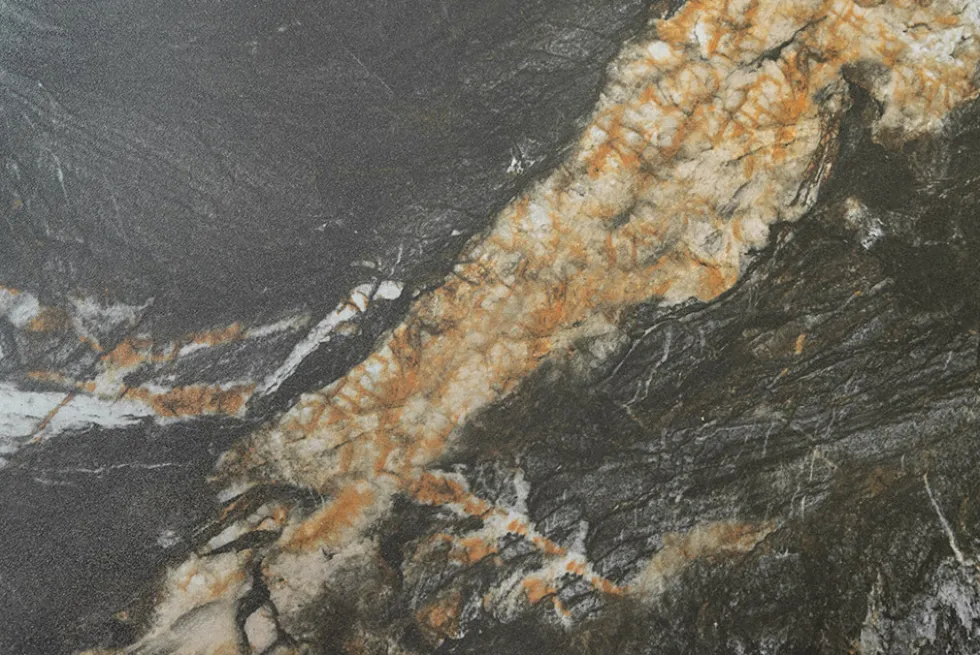 Ausziehbarer Esstisch COSMOS 160-240cm Aurora Oro schwarz gold sand Keramik Metallgestell