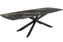 Ausziehbarer Esstisch COSMOS 160-240cm Aurora Oro schwarz gold sand Keramik Metallgestell
