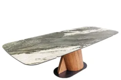 Ausziehbarer Esstisch ELEMENTS 180-260cm taupe grau spanische Keramik Walnuss Gestell