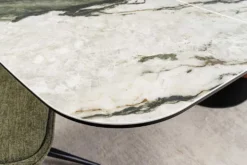 Ausziehbarer Esstisch ELEMENTS 180-260cm taupe grau spanische Keramik Walnuss Gestell