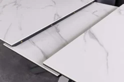 Ausziehbarer Esstisch ETERNITY 160-200cm weiß Keramik schwarz Metall