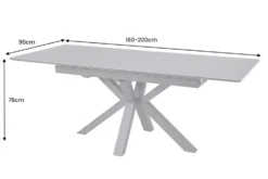 Ausziehbarer Esstisch ETERNITY 160-200cm graphit grau Keramik schwarz Metall