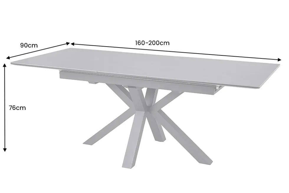 Ausziehbarer Esstisch ETERNITY 160-200cm graphit grau Keramik schwarz Metall