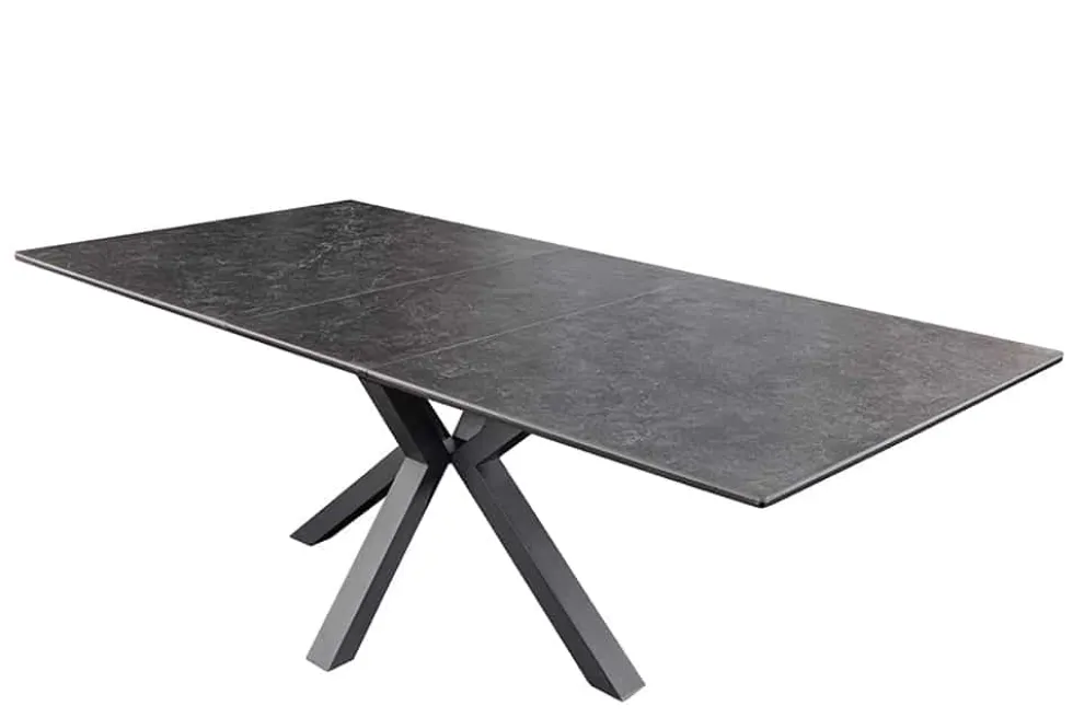 Ausziehbarer Esstisch ETERNITY 160-200cm graphit grau Keramik schwarz Metall