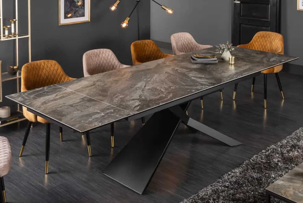 Ausziehbarer Esstisch EUPHORIA 180-220-260cm taupe anthrazit Keramik made in Italy