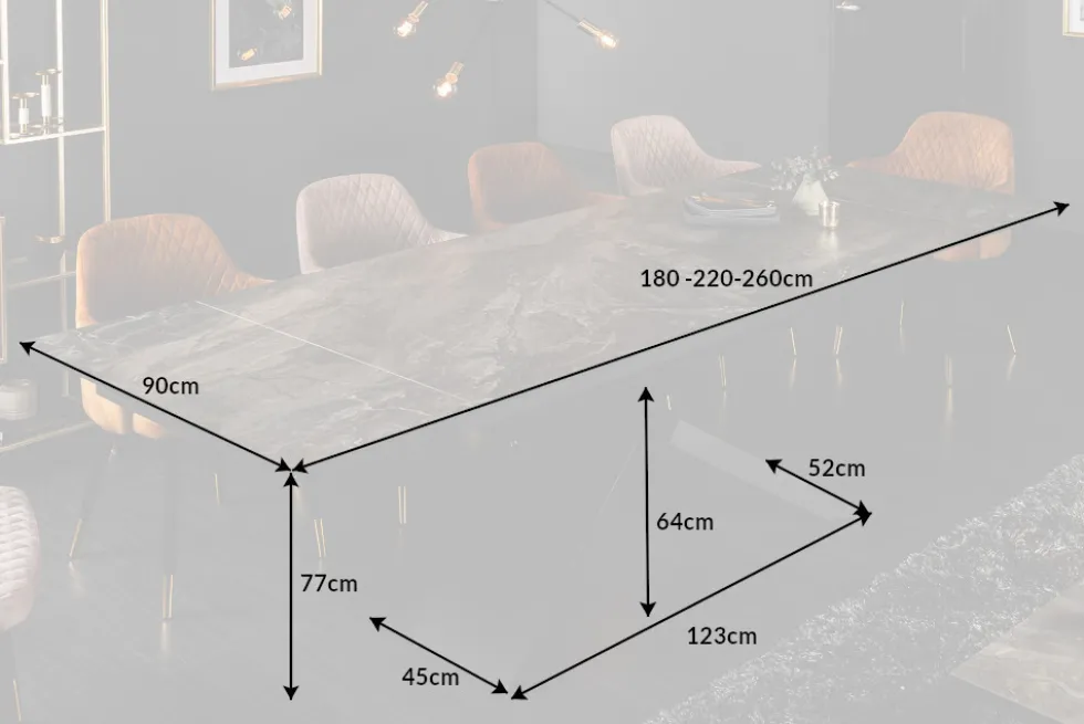 Ausziehbarer Esstisch EUPHORIA 180-220-260cm taupe anthrazit Keramik made in Italy