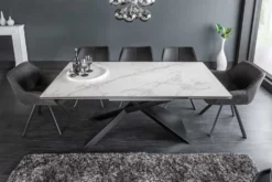 Ausziehbarer Esstisch EUPHORIA 180-220-260cm Marmor weiß Keramik made in Italy