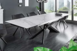 Ausziehbarer Esstisch EUPHORIA 180-220-260cm Marmor weiß Keramik made in Italy