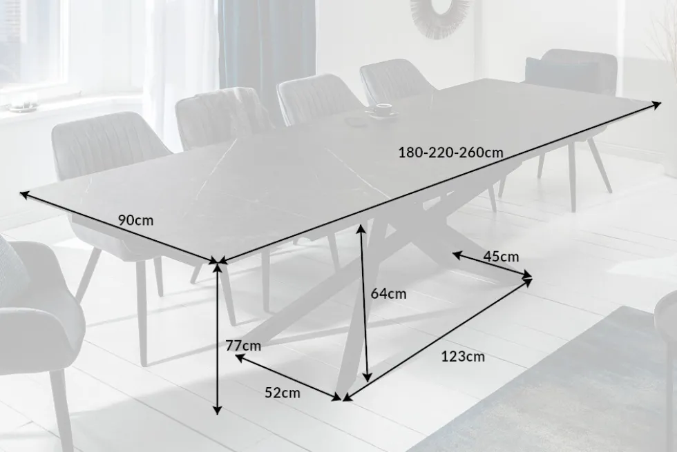 Ausziehbarer Esstisch EUPHORIA 180-220-260cm Graphit Keramik made in Italy