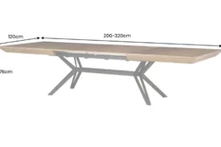 Ausziehbarer Esstisch GIANT 200-320cm natur Walnuss schwarz Metall