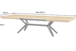 Ausziehbarer Esstisch GIANT 200-320cm natur Eiche schwarz Metall