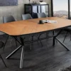 Ausziehbarer Esstisch GRANDEZZA 180-270cm natur Walnuss schwarz Metall