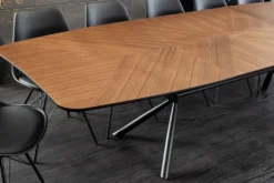Ausziehbarer Esstisch GRANDEZZA 180-270cm natur Walnuss schwarz Metall