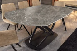 Ausziehbarer Esstisch INCEPTION 130-190cm anthrazit oval Keramik schwarz Metall