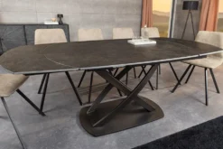Ausziehbarer Esstisch INCEPTION 130-190cm rost oval Keramik bronze Gestell