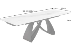 Ausziehbarer Esstisch INFINITY 180-260cm weiß Keramik Marmor schwarz Metall