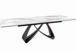 Ausziehbarer Esstisch INFINITY 180-260cm weiß Keramik Marmor schwarz Metall